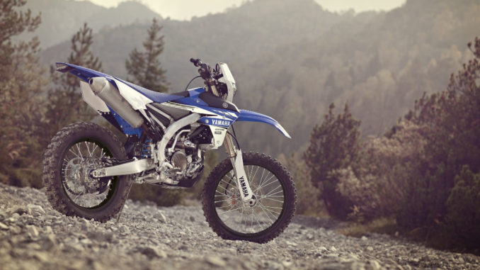 Yamaha Enduro WR250F steht im Gelände