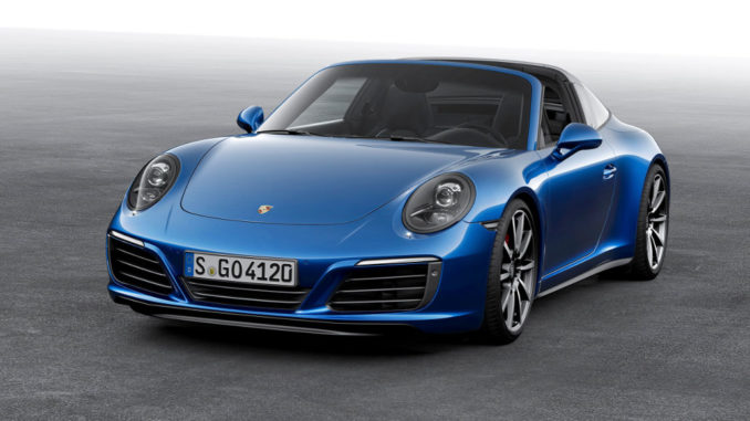 Standbild eines blauen Porsche 911 Targa (991)