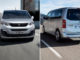 Die Kleintransporter Baureihe von PSA: Peugeot Expert von vorne und Citroen Spacetourer von hinten, jeweils in silber.