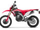 Studioaufnahme einer roten Honda CRF450L des Modelljahres 2019.